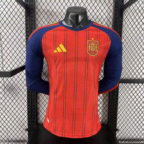 2026 Spain Home Long Sleeve Cheap Soccer Jerseys