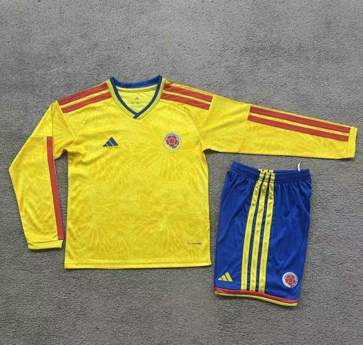 26-27 Colombia Home Long Sleeve Kids Cheap Soccer Jerseys