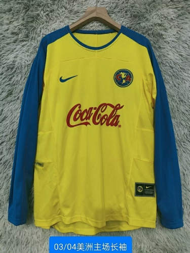 03-04 Club America Home Long Sleeves Retro Cheap Soccer Jerseys