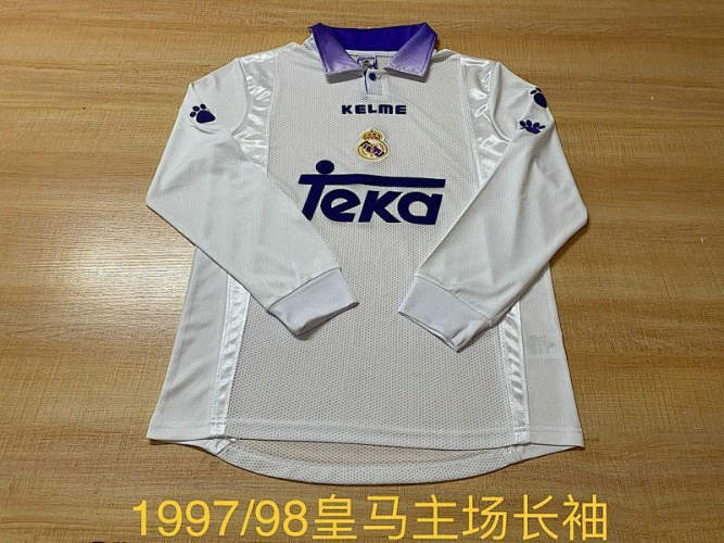 97-98 Real Madrid Home Long Sleeves Retro Cheap Soccer Jerseys
