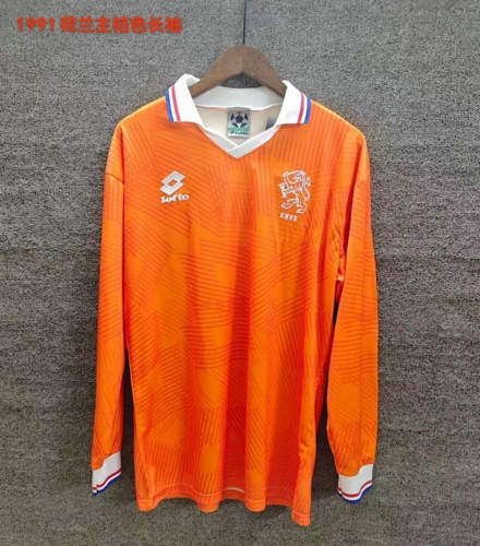 1991 Netherlands Home Long Sleeves Retro Cheap Soccer Jerseys
