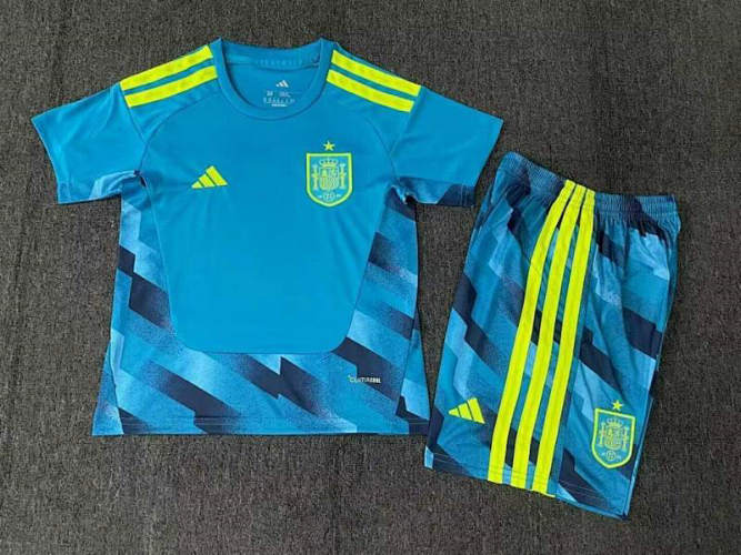 2026 Spain Goalkeeper Kids Cheap Soccer Jerseys