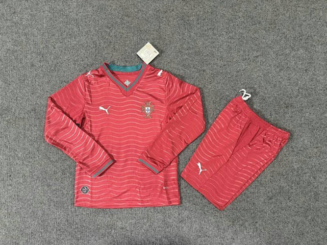 26-27 Portugal Home Kids Long Sleeve Cheap Soccer Jerseys