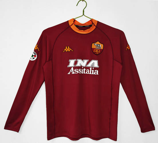 01-02 Roma Home Long Sleeves Retro Cheap Soccer Jerseys