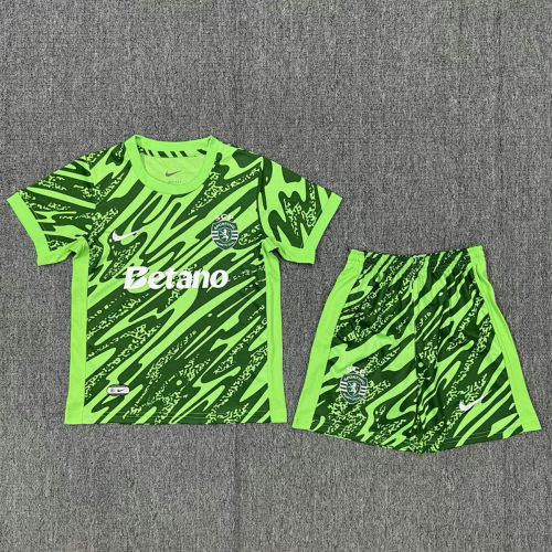 25-26 Sporting Lisbon Goalkeeper Kids Cheap Soccer Jerseys