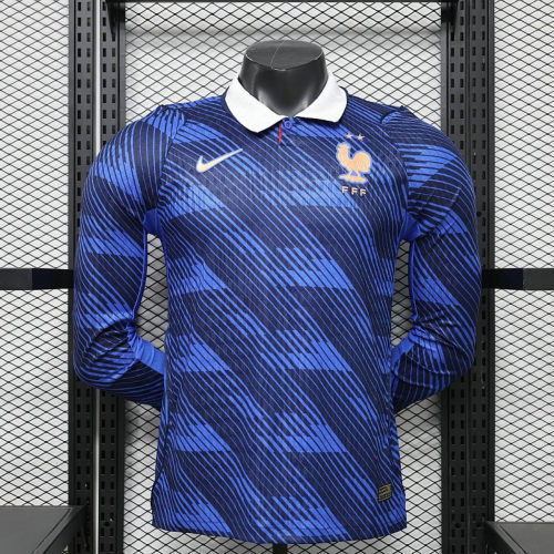26-27 France Home Long Sleeves Player Version Cheap Soccer Jerseys