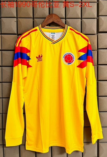 1990 Colombia Home Long Sleeves Retro Cheap Soccer Jerseys