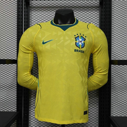 26-27 Brazil Home Long Sleeves Player Version Cheap Soccer Jerseys