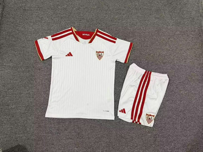 26-27 Sevilla Home Kids Cheap Soccer Jerseys and shorts