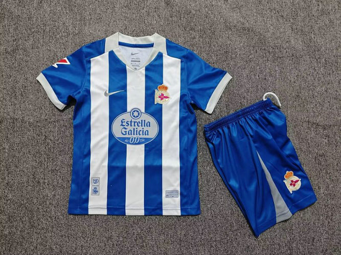 26-27 Deportivo La Coruna Home Kids Cheap Soccer Jerseys and shorts