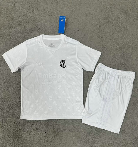 26-27 Real Madrid 125th Anniversary Kids Cheap Soccer Jerseys and shorts 