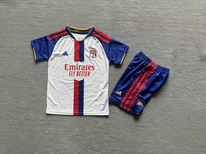 26-27 Lyon Home Kids Cheap Soccer Jerseys and shorts