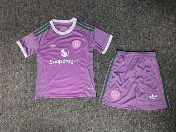 26-27 Man United Goalkeeper Kids Cheap Soccer Jerseys and shorts