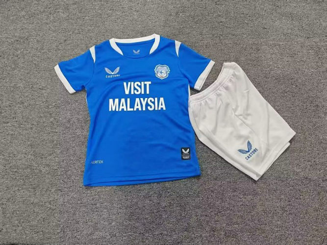26-27 Cardiff City Home Kids Cheap Soccer Jerseys and shorts