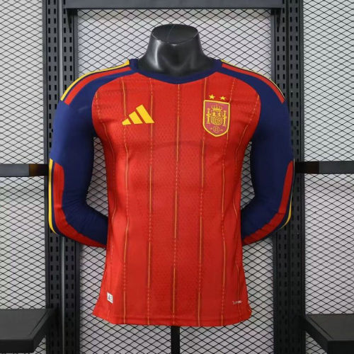 2026 Spain Home Player Long Sleeve Cheap Soccer Jerseys