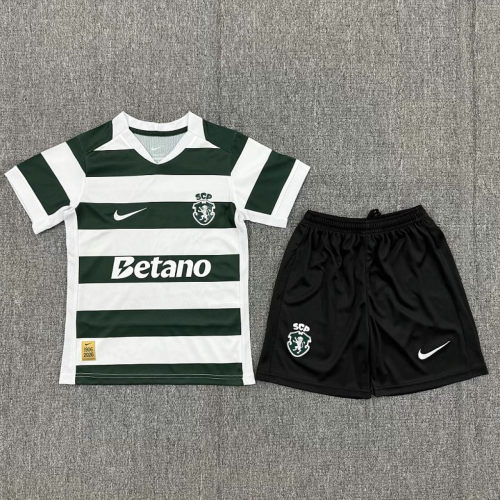 26-27 Sporting Lisbon Home Kids Cheap Soccer Jerseys and shorts