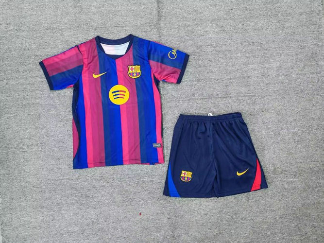 26-27 Barcelona Home Kids Cheap Soccer Jerseys and shorts