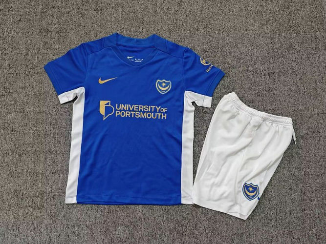 26-27 Portsmouth Home Kids Cheap Soccer Jerseys and shorts