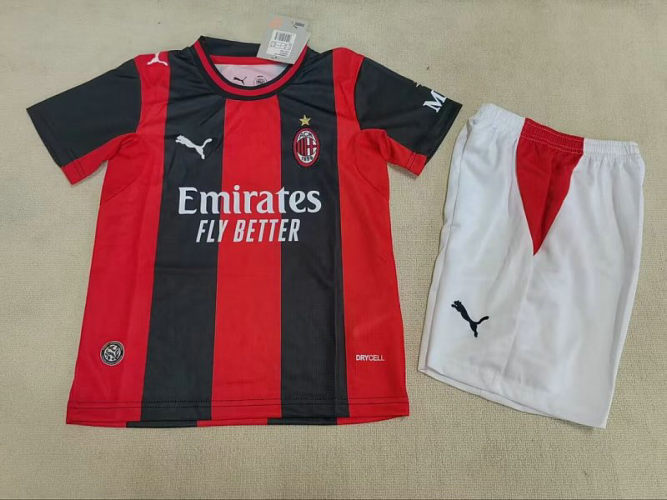 26-27 AC Milan Home Kids Cheap Soccer Jerseys and shorts