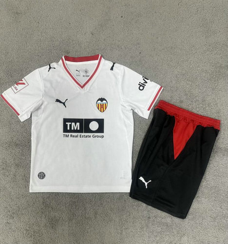 26-27 Valencia Home Kids Cheap Soccer Jerseys and shorts