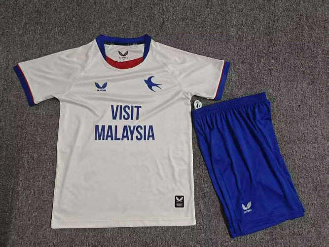 26-27 Cardiff City Away Kids Cheap Soccer Jerseys and shorts