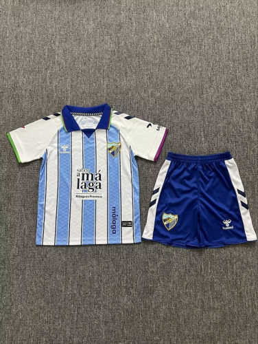26-27 Malaga Home Kids Cheap Soccer Jerseys and shorts