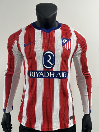 26-27 Atletico Madrid Home Long Sleeve Player Version Cheap Soccer Jerseys