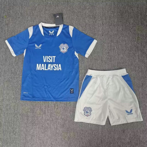 26-27 Cardiff City Home Kids Cheap Soccer Jerseys and shorts