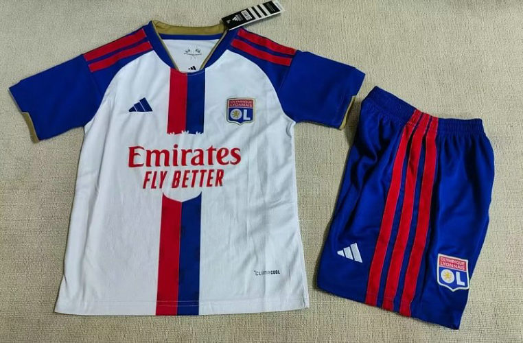 26-27 Lyon Home Kids Cheap Soccer Jerseys and shorts