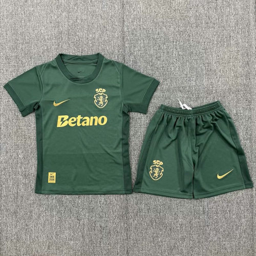 26-27 Sporting Lisbon 120th Anniversary Kids Cheap Soccer Jerseys and shorts 