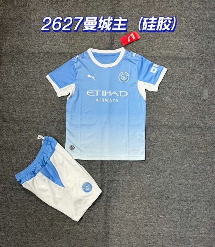 26-27 Manchester City Home Kids Cheap Soccer Jerseys and shorts