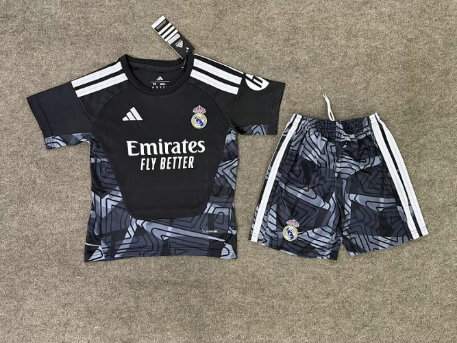 26-27 Real Madrid Goalkeeper Kids Cheap Soccer Jerseys and shorts