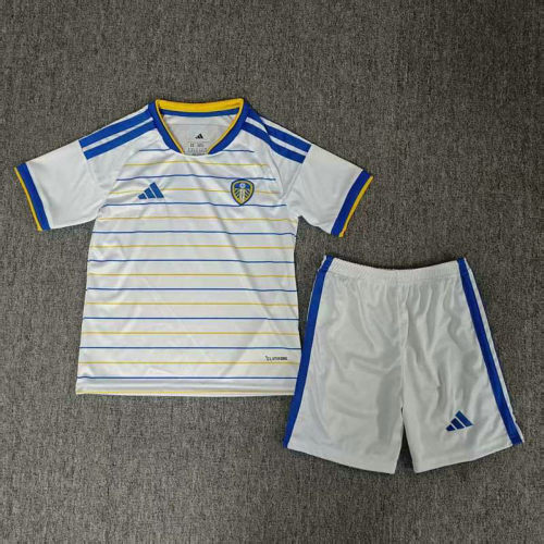 26-27 Leeds United United Home Kids Cheap Soccer Jerseys and shorts
