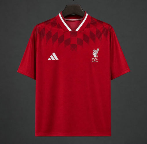 26-27 Liverpool Red Geometric Pattern Retro Cheap Soccer Jerseys