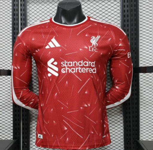 26-27 Liverpool Home Long Sleeve Player Version Cheap Soccer Jerseys