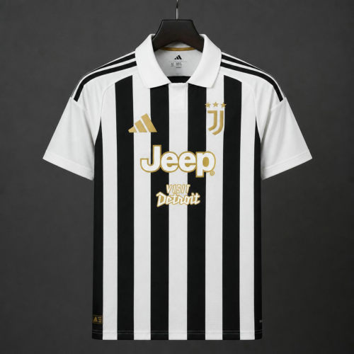 26-27 Juventus Home Jersey With Jeep Visit Detroit Sponsor Cheap Soccer Jerseys