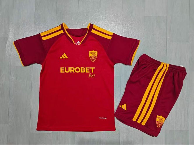 26-27 Roma Home Kids Soccer Jerseys and shorts