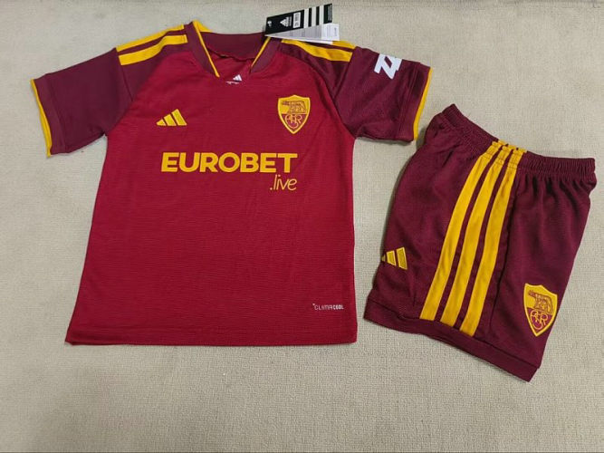 26-27 Roma Home Kids Soccer Jerseys and shorts